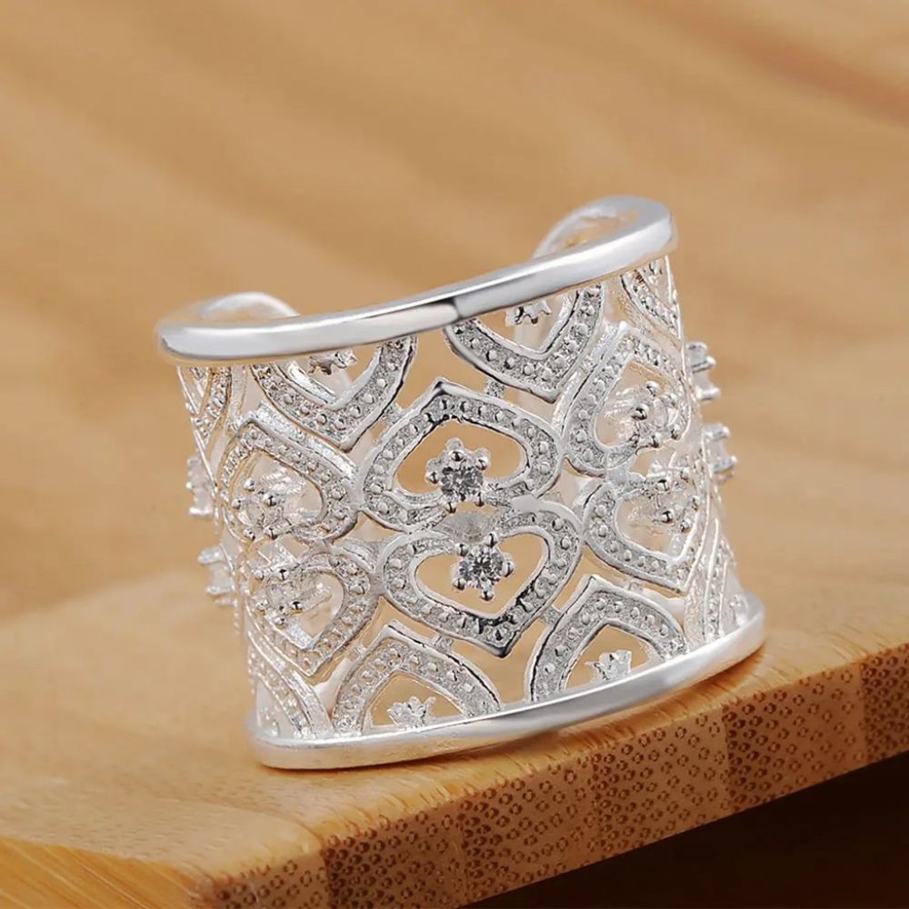 💎 NEW 💎 925 Sterling Silver Earrings Necklace And Ring Set Bundle Drop - Picture 7 of 14
